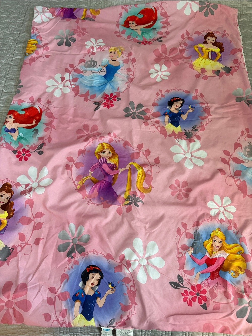 Disney Princess Pink Floral Girls Toddler Bed Comforter